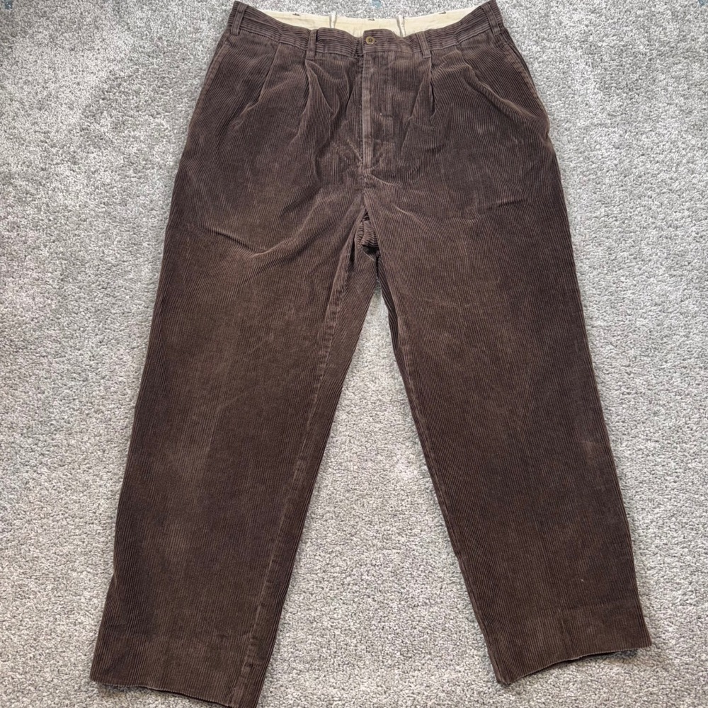 Brooks Brothers Corduroy Pants Mens Pleated Straight Brown 38x30 EXCELLENT